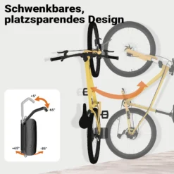 Wiltec vertikale Fahrrad Wandhalterung 8,2 x 25 x 18,5 cm bis 30 kg, Fahrradhalterung universell, Fahrradaufhängung aus pulverbeschichtetem Stahl