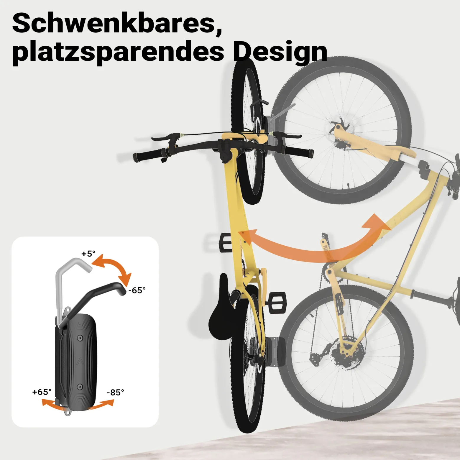 Wiltec vertikale Fahrrad Wandhalterung 8,2 x 25 x 18,5 cm bis 30 kg, Fahrradhalterung universell, Fahrradaufhängung aus pulverbeschichtetem Stahl