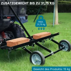 Wiltec Vertikutierer 100 cm für Aufsitzmäher, Rasenlüfter mit Stahlfedern für Rasentraktor, Rasenvertikutierer zum Rasen lüften und als Moosentferner