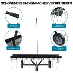 Wiltec Vertikutierer 100 cm für Aufsitzmäher, Rasenlüfter mit Stahlfedern für Rasentraktor, Rasenvertikutierer zum Rasen lüften und als Moosentferner