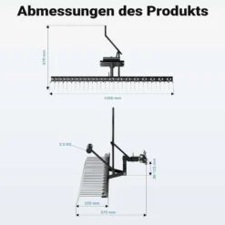 Wiltec Vertikutierer 120 cm für Aufsitzmäher, Rasenlüfter mit Stahlfedern für Rasentraktor, Rasenvertikutierer zum Rasen lüften und als Moosentferner