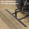 Wiltec Vertikutierer 183 cm für Aufsitzmäher, Rasenlüfter mit 24 Spiralfedern, Rasenvertikutierer zum Rasen lüften, Vertikutierrechen als Entmooser