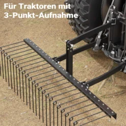 Wiltec Vertikutierer 183 cm für Aufsitzmäher, Rasenlüfter mit 24 Spiralfedern, Rasenvertikutierer zum Rasen lüften, Vertikutierrechen als Entmooser