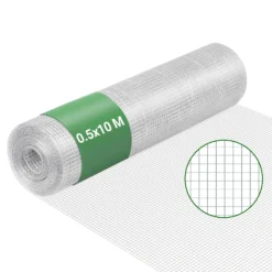 Wiltec Volierendraht 0,5 x 10 m, Hasendraht mit 6,3 mm Maschenweite sechseckig, Kaninchendraht Stahl verzinkt, wetterfester Hühnerdraht für Gehege