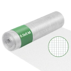 Wiltec Volierendraht 0,5 x 5 m, Hasendraht mit 6,3 mm Maschenweite viereckig, Kaninchendraht Stahl verzinkt, wetterfester Hühnerdraht für Gehege