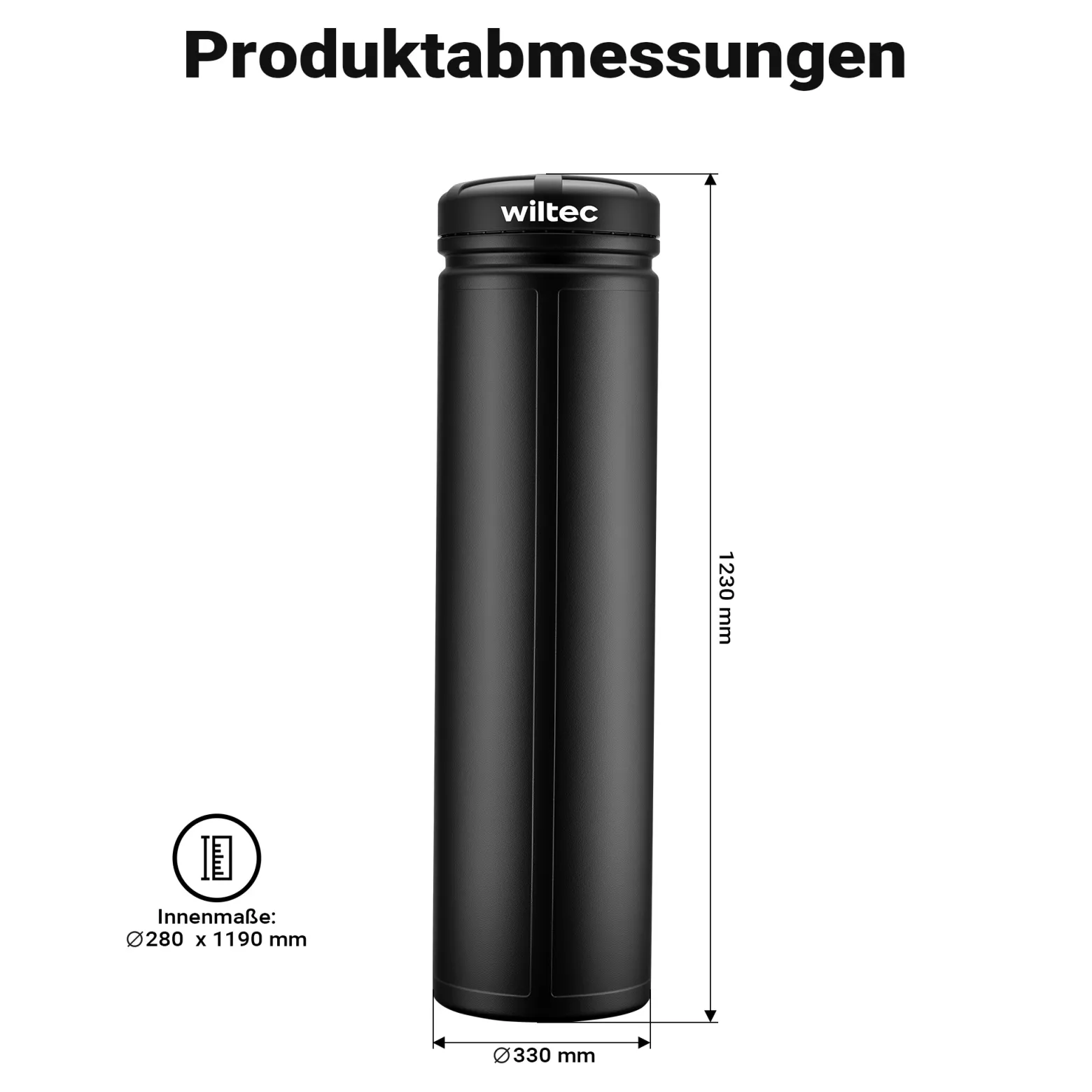 Wiltec Waffen Köcher wasserdicht korrosionssicher 1200 x 320 x 320 mm, Waffenbehälter aus Polypropylen, Röhrenköcher für Gewehre, Pfeile, Angelruten und Stative