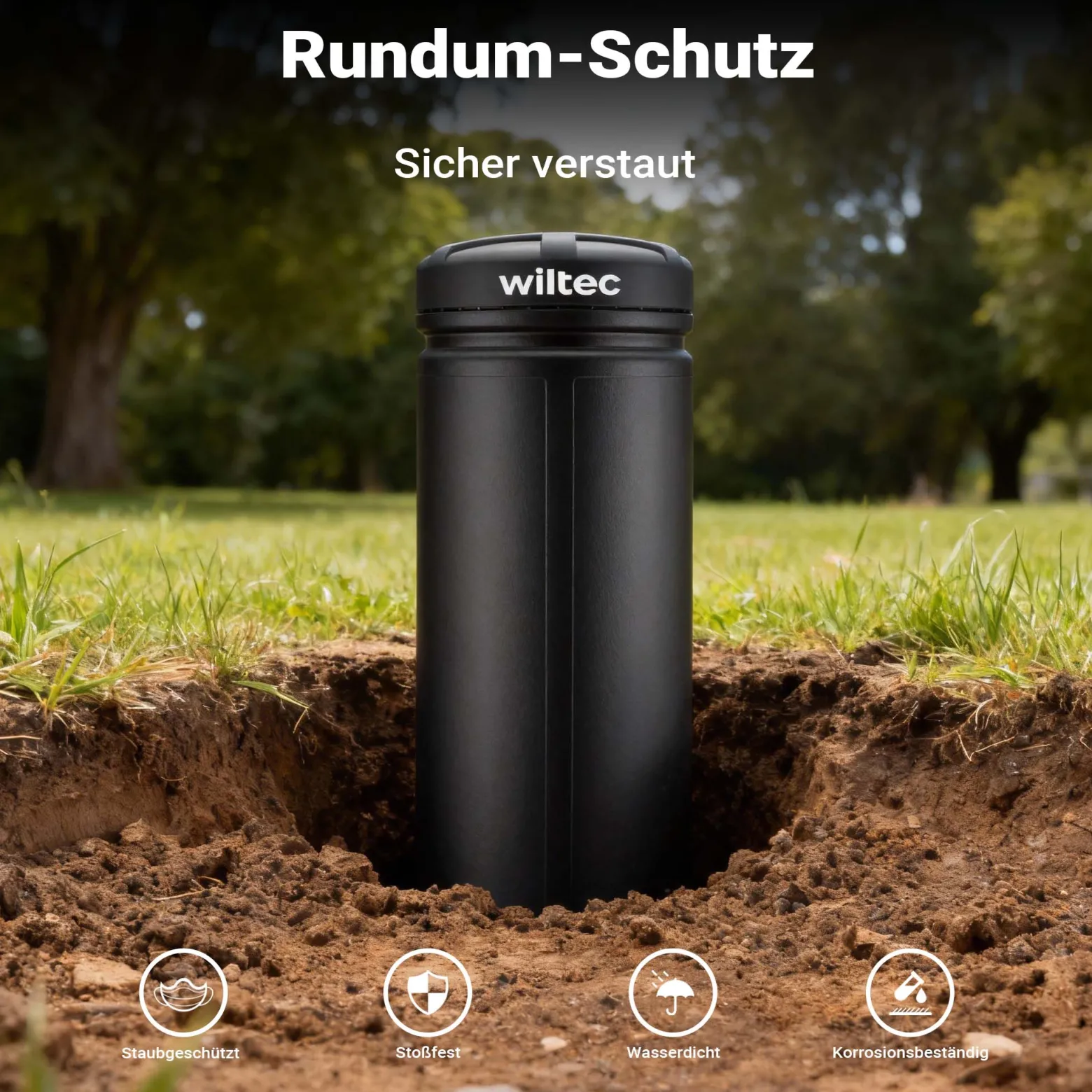 Wiltec Waffen Köcher wasserdicht korrosionssicher 1200 x 320 x 320 mm, Waffenbehälter aus Polypropylen, Röhrenköcher für Gewehre, Pfeile, Angelruten und Stative
