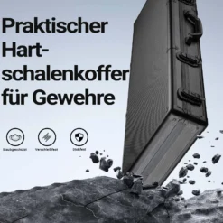 Wiltec Waffenkoffer verschließbar, 84x35,5x11cm, Gewehrkoffer aus Aluminium, Pistolenkoffer mit Klappverschlüssen und Schlüssel