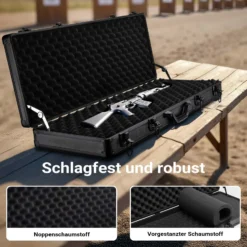 Wiltec Waffenkoffer verschließbar, 84x35,5x11cm, Gewehrkoffer aus Aluminium, Pistolenkoffer mit Klappverschlüssen und Schlüssel