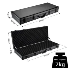 Wiltec Waffenkoffer verschließbar, 84x35,5x11cm, Gewehrkoffer aus Aluminium, Pistolenkoffer mit Klappverschlüssen und Schlüssel