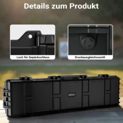 Wiltec Waffenkoffer 137,8 x 38,3 x 17,5 cm für Langwaffen, Gewehrkoffer mit Schaumstoffpolsterung und Rollen für sicheren Transport, Langwaffenkoffer mit hoher Traglast und Tragegriff