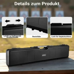 Wiltec Waffenkoffer 123,5 x 26,5 x 11 cm für Langwaffen, Gewehrkoffer mit Rasterschaumstoff für sicheren Transport, Langwaffenkoffer mit hoher Traglast und Tragegriff