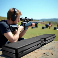 Wiltec Waffenkoffer 123,5 x 26,5 x 11 cm für Langwaffen, Gewehrkoffer mit Rasterschaumstoff für sicheren Transport, Langwaffenkoffer mit hoher Traglast und Tragegriff