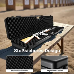 Wiltec Waffenkoffer 123,5 x 26,5 x 11 cm für Langwaffen, Gewehrkoffer mit Rasterschaumstoff für sicheren Transport, Langwaffenkoffer mit hoher Traglast und Tragegriff