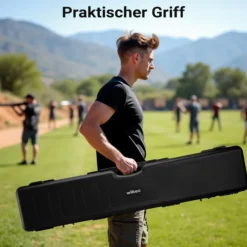 Wiltec Waffenkoffer 123,5 x 26,5 x 11 cm für Langwaffen, Gewehrkoffer mit Rasterschaumstoff für sicheren Transport, Langwaffenkoffer mit hoher Traglast und Tragegriff