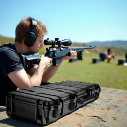 Wiltec Waffenkoffer 97,8 x 42 x 17,3 cm für Langwaffen, Gewehrkoffer mit Schaumstoffpolsterung für sicheren Transport, Langwaffenkoffer mit hoher Traglast und Tragegriff
