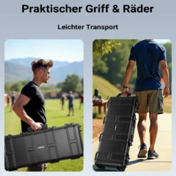 Wiltec Waffenkoffer 97,8 x 42 x 17,3 cm für Langwaffen, Gewehrkoffer mit Schaumstoffpolsterung für sicheren Transport, Langwaffenkoffer mit hoher Traglast und Tragegriff