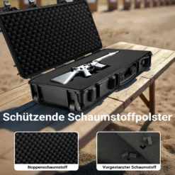 Wiltec Waffenkoffer 97,8 x 42 x 17,3 cm für Langwaffen, Gewehrkoffer mit Schaumstoffpolsterung für sicheren Transport, Langwaffenkoffer mit hoher Traglast und Tragegriff