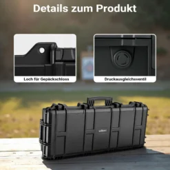 Wiltec Waffenkoffer 97,8 x 42 x 17,3 cm für Langwaffen, Gewehrkoffer mit Schaumstoffpolsterung für sicheren Transport, Langwaffenkoffer mit hoher Traglast und Tragegriff
