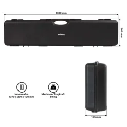 Wiltec Waffenkoffer 138 x 34 x 13,5 cm für Langwaffen, Gewehrkoffer mit Rasterschaumstoff für sicheren Transport, Langwaffenkoffer mit hoher Traglast und Tragegriff