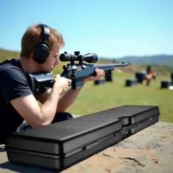 Wiltec Waffenkoffer 138 x 34 x 13,5 cm für Langwaffen, Gewehrkoffer mit Rasterschaumstoff für sicheren Transport, Langwaffenkoffer mit hoher Traglast und Tragegriff