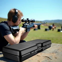 Wiltec Waffenkoffer 88 x 34 x 13,5 cm für Langwaffen, Gewehrkoffer mit Rasterschaumstoff für sicheren Transport, Langwaffenkoffer mit hoher Traglast und Tragegriff
