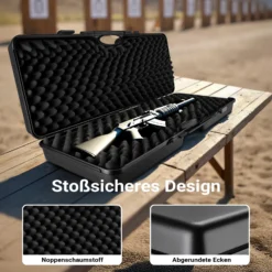 Wiltec Waffenkoffer 88 x 34 x 13,5 cm für Langwaffen, Gewehrkoffer mit Rasterschaumstoff für sicheren Transport, Langwaffenkoffer mit hoher Traglast und Tragegriff