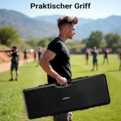 Wiltec Waffenkoffer 88 x 34 x 13,5 cm für Langwaffen, Gewehrkoffer mit Rasterschaumstoff für sicheren Transport, Langwaffenkoffer mit hoher Traglast und Tragegriff