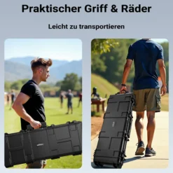 Wiltec Waffenkoffer 109,8 x 41,5 x 15,5 cm für Langwaffen, Gewehrkoffer mit Schaumstoffpolsterung für sicheren Transport, Langwaffenkoffer mit hoher Traglast und Tragegriff
