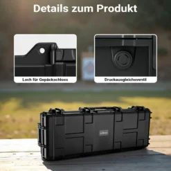 Wiltec Waffenkoffer 109,8 x 41,5 x 15,5 cm für Langwaffen, Gewehrkoffer mit Schaumstoffpolsterung für sicheren Transport, Langwaffenkoffer mit hoher Traglast und Tragegriff
