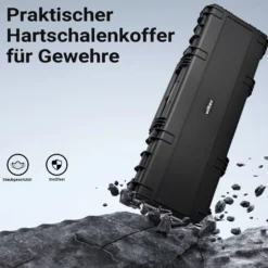 Wiltec Waffenkoffer 118,9 x 40,5 x 16 cm für Langwaffen, Gewehrkoffer mit Schaumstoffpolsterung und Rollen für sicheren Transport, Langwaffenkoffer mit Tragegriff