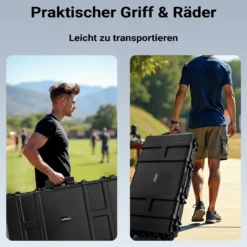 Wiltec Waffenkoffer 101,8 x 50,3 x 19 cm für Langwaffen, Gewehrkoffer mit Schaumstoffpolsterung und Rollen für sicheren Transport, Langwaffenkoffer mit hoher Traglast und Tragegriff