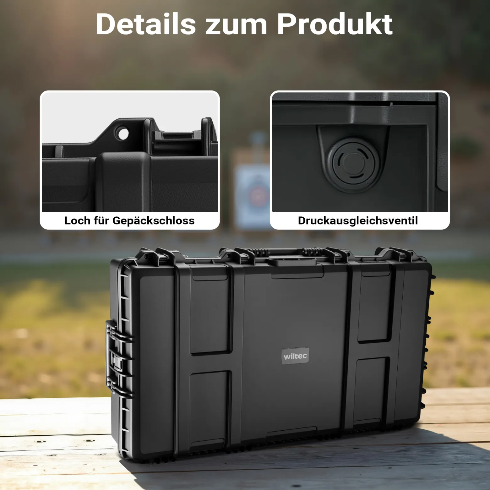 Wiltec Waffenkoffer 101,8 x 50,3 x 19 cm für Langwaffen, Gewehrkoffer mit Schaumstoffpolsterung und Rollen für sicheren Transport, Langwaffenkoffer mit hoher Traglast und Tragegriff