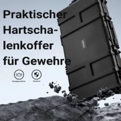 Wiltec Waffenkoffer 101,8 x 50,3 x 19 cm für Langwaffen, Gewehrkoffer mit Schaumstoffpolsterung und Rollen für sicheren Transport, Langwaffenkoffer mit hoher Traglast und Tragegriff