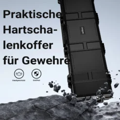 Wiltec Waffenkoffer 137,8 x 38,3 x 17,5 cm mit Kofferschloss, Koffer für Langwaffen, Gewehrkoffer mit Schaumstoffpolsterung und Rollen, Langwaffenkoffer mit hoher Traglast