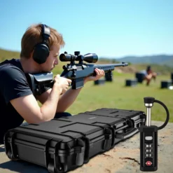 Wiltec Waffenkoffer 109,8 x 41,5 x 15,5 cm mit Kofferschloss, Koffer für Langwaffen, Gewehrkoffer mit Schaumstoffpolsterung, Langwaffenkoffer mit hoher Traglast