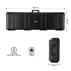 Wiltec Waffenkoffer 139,6 x 44,9 x 18,8 cm mit Kofferschloss, Langwaffenkoffer aus PP, Bogenkoffer für Bogensport und Gewehre