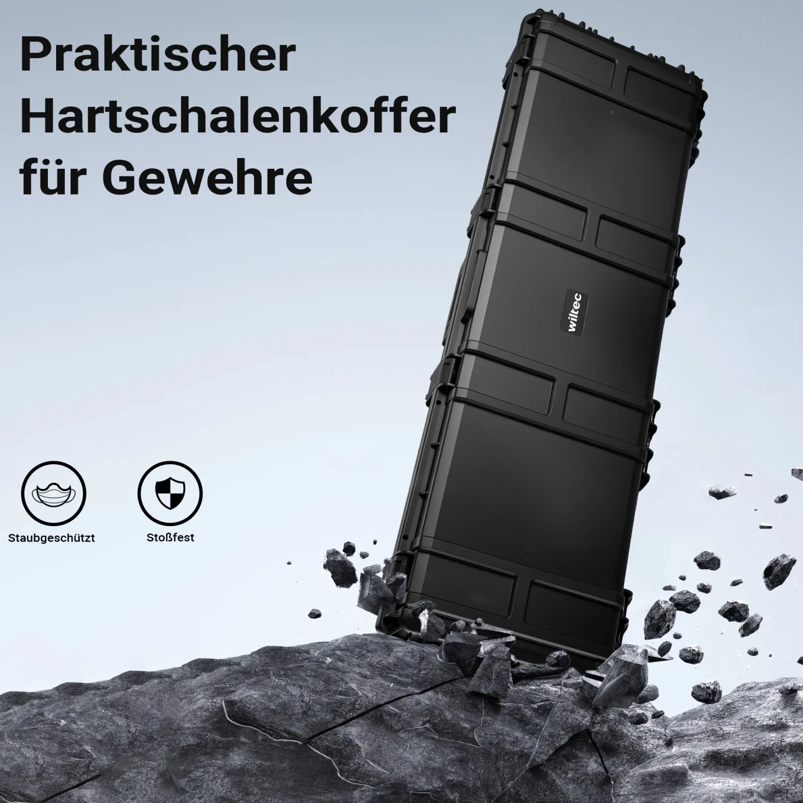 Wiltec Waffenkoffer 139,6 x 44,9 x 18,8 cm mit Kofferschloss, Langwaffenkoffer aus PP, Bogenkoffer für Bogensport und Gewehre