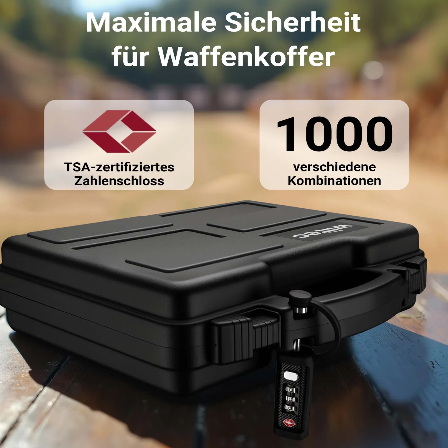 Wiltec Waffenkoffer 101,8 x 50,3 x 19 cm mit Kofferschloss, Koffer für Langwaffen, Gewehrkoffer mit Schaumstoffpolsterung und Rollen, Langwaffenkoffer mit hoher Traglast