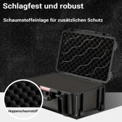 Wiltec Waffenkoffer 54,5 x 32,4 x 21,5 cm mit Kofferschloss, Koffer für Kurzwaffen, Pistolenkoffer mit Schaumstoffpolsterung, Kurzwaffenkoffer mit Rollen