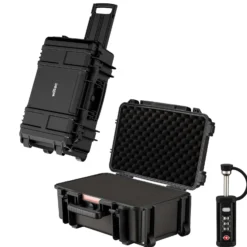 Wiltec Waffenkoffer 54,5 x 32,4 x 21,5 cm mit Kofferschloss, Koffer für Kurzwaffen, Pistolenkoffer mit Schaumstoffpolsterung, Kurzwaffenkoffer mit Rollen