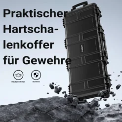 Wiltec Waffenkoffer 97,8 x 42 x 17,3 cm mit Kofferschloss, Koffer für Langwaffen, Gewehrkoffer mit Schaumstoffpolsterung für sicheren Transport