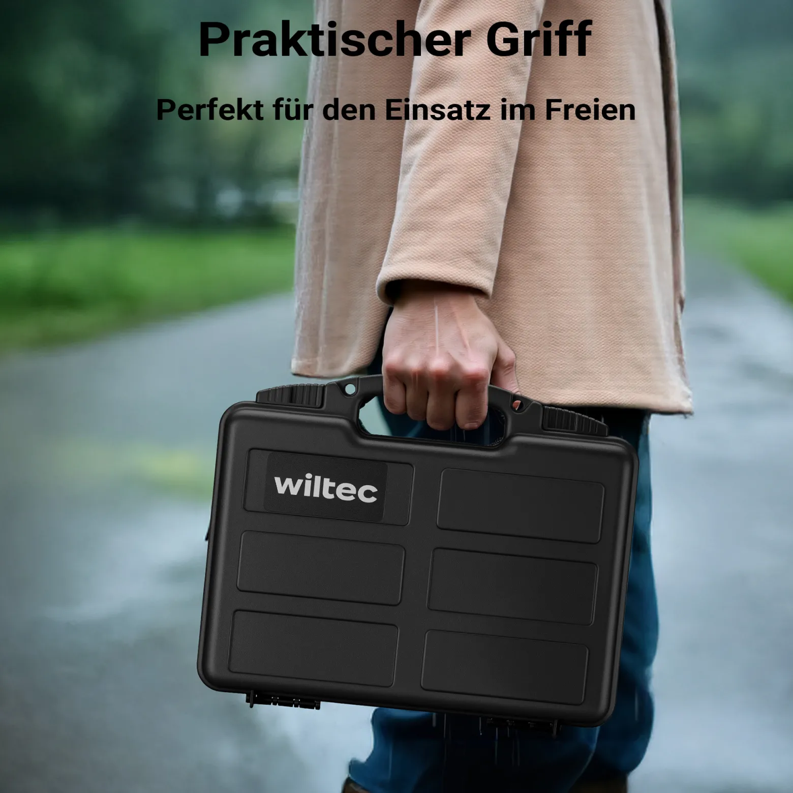 Wiltec Waffenkoffer 310 x 256 x 86 mm für Kurzwaffen, Pistolenkoffer mit Schaumstoffpolsterung für sicheren Transport, Kurzwaffenkoffer mit hoher Traglast und Tragegriff