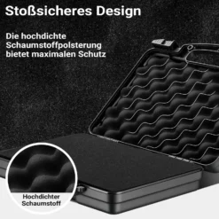 Wiltec Waffenkoffer 310 x 256 x 86 mm für Kurzwaffen, Pistolenkoffer mit Schaumstoffpolsterung für sicheren Transport, Kurzwaffenkoffer mit hoher Traglast und Tragegriff