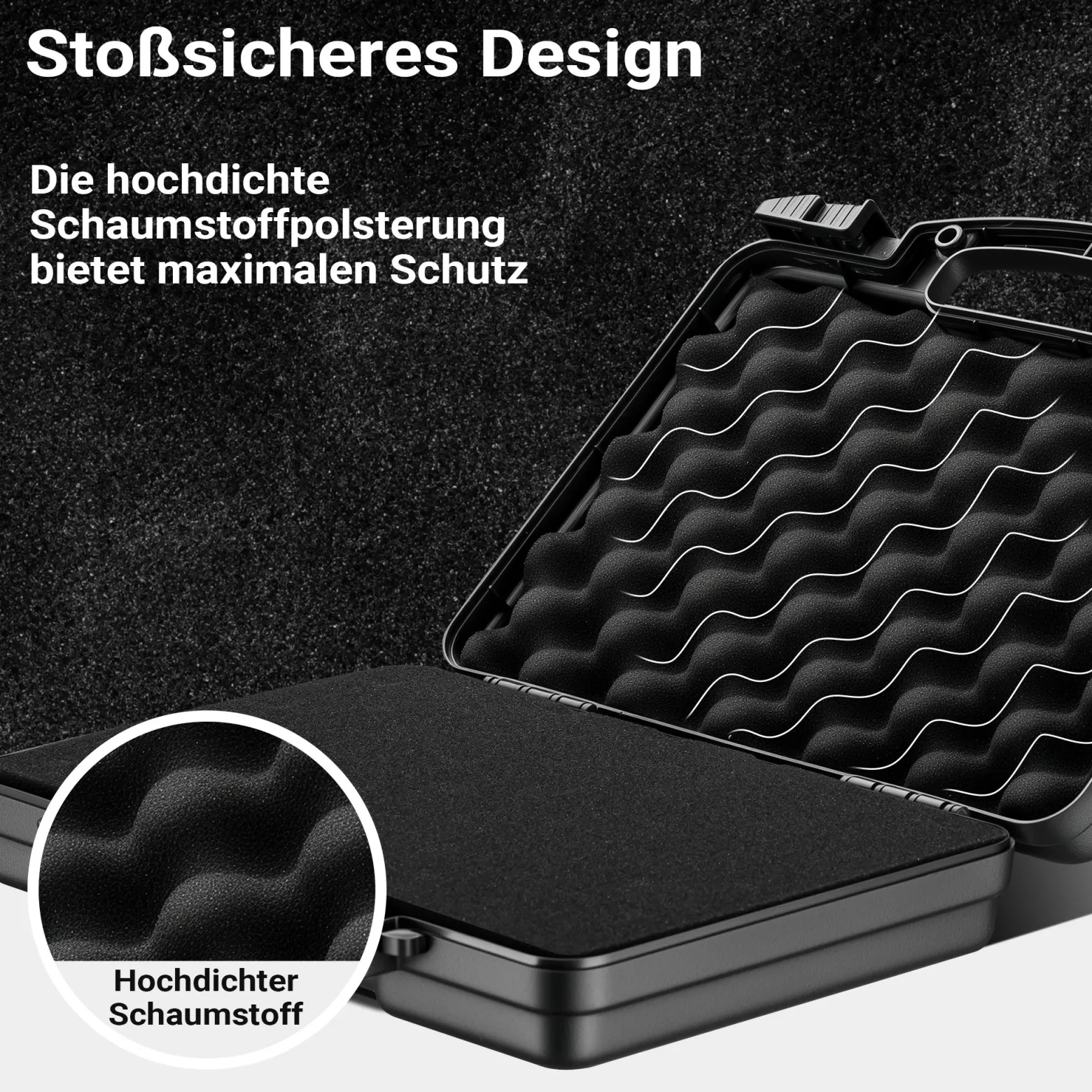 Wiltec Waffenkoffer 310 x 256 x 86 mm für Kurzwaffen, Pistolenkoffer mit Schaumstoffpolsterung für sicheren Transport, Kurzwaffenkoffer mit hoher Traglast und Tragegriff