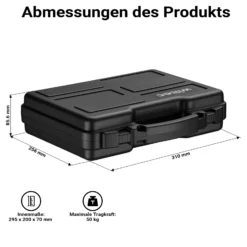 Wiltec Waffenkoffer 310 x 256 x 86 mm für Kurzwaffen, Pistolenkoffer mit Schaumstoffpolsterung für sicheren Transport, Kurzwaffenkoffer mit hoher Traglast und Tragegriff
