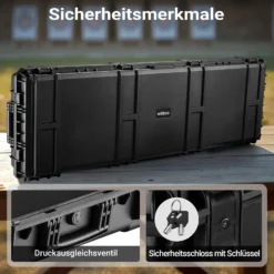 Wiltec Waffenkoffer 1510 x 486 x 180 mm für Langwaffen, Gewehrkoffer mit Schaumstoffpolsterung für sicheren Transport, Langwaffenkoffer mit Rollen und Tragegriff