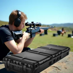 Wiltec Waffenkoffer 1510 x 486 x 180 mm für Langwaffen, Gewehrkoffer mit Schaumstoffpolsterung für sicheren Transport, Langwaffenkoffer mit Rollen und Tragegriff