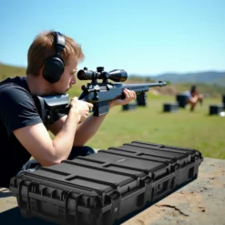 Wiltec Waffenkoffer 1060 x 466 x 173 mm für Langwaffen, Gewehrkoffer mit Schaumstoffpolsterung für sicheren Transport, Langwaffenkoffer mit Rollen und Tragegriff