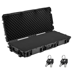 Wiltec Waffenkoffer 1060 x 466 x 173 mm für Langwaffen, Gewehrkoffer mit Schaumstoffpolsterung für sicheren Transport, Langwaffenkoffer mit Rollen und Tragegriff